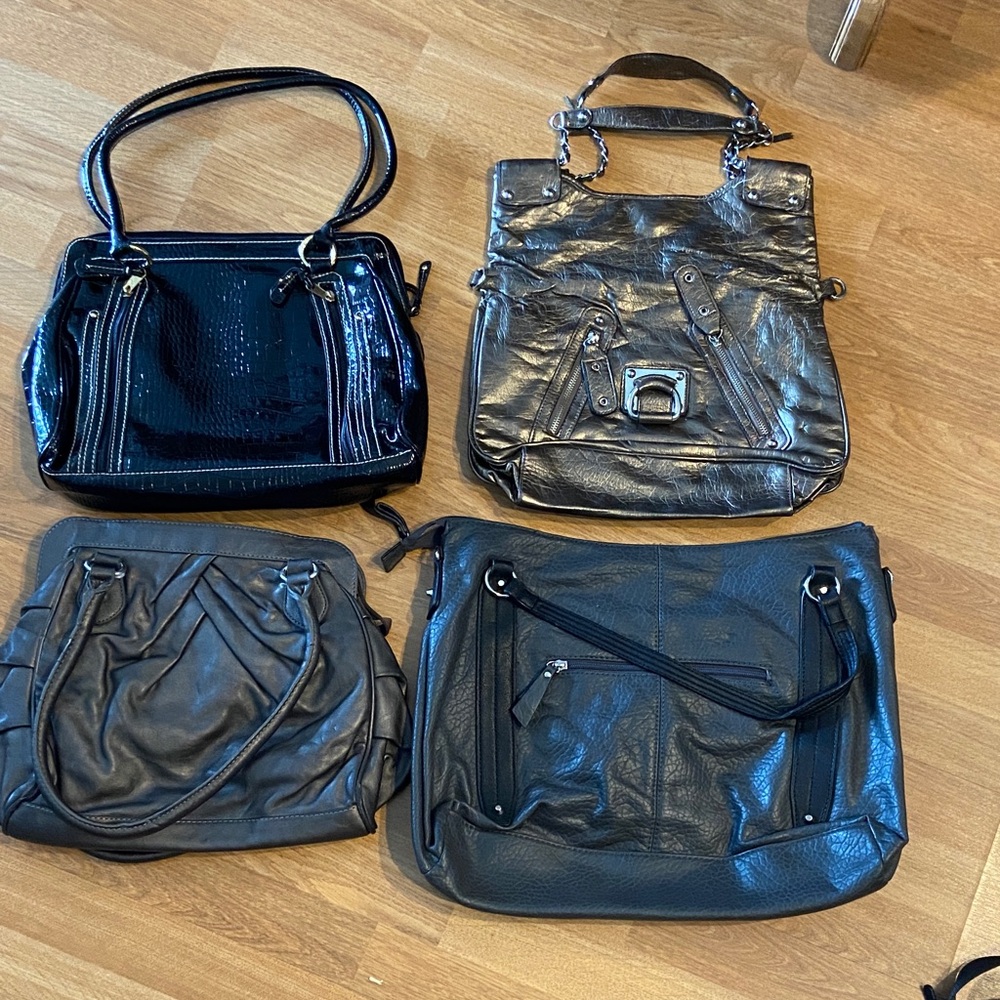 Stylish Black and Gray Women's Handbag Set